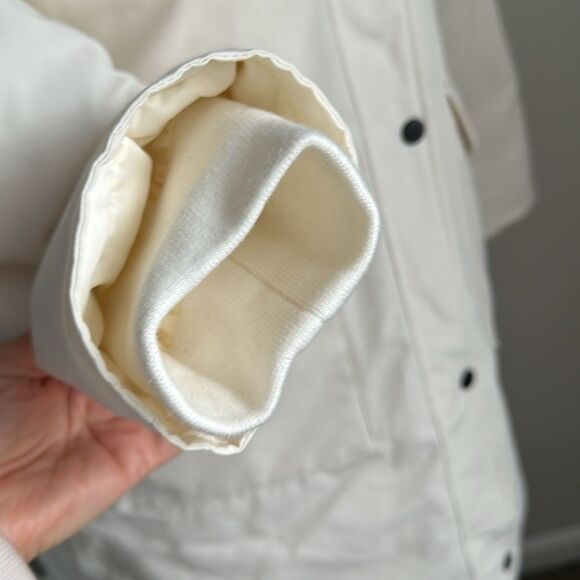 RALPH LAUREN Womens Parka Jacket Faux Fur Trim Hood Button&Zip Off White Size L - Picture 12 of 16